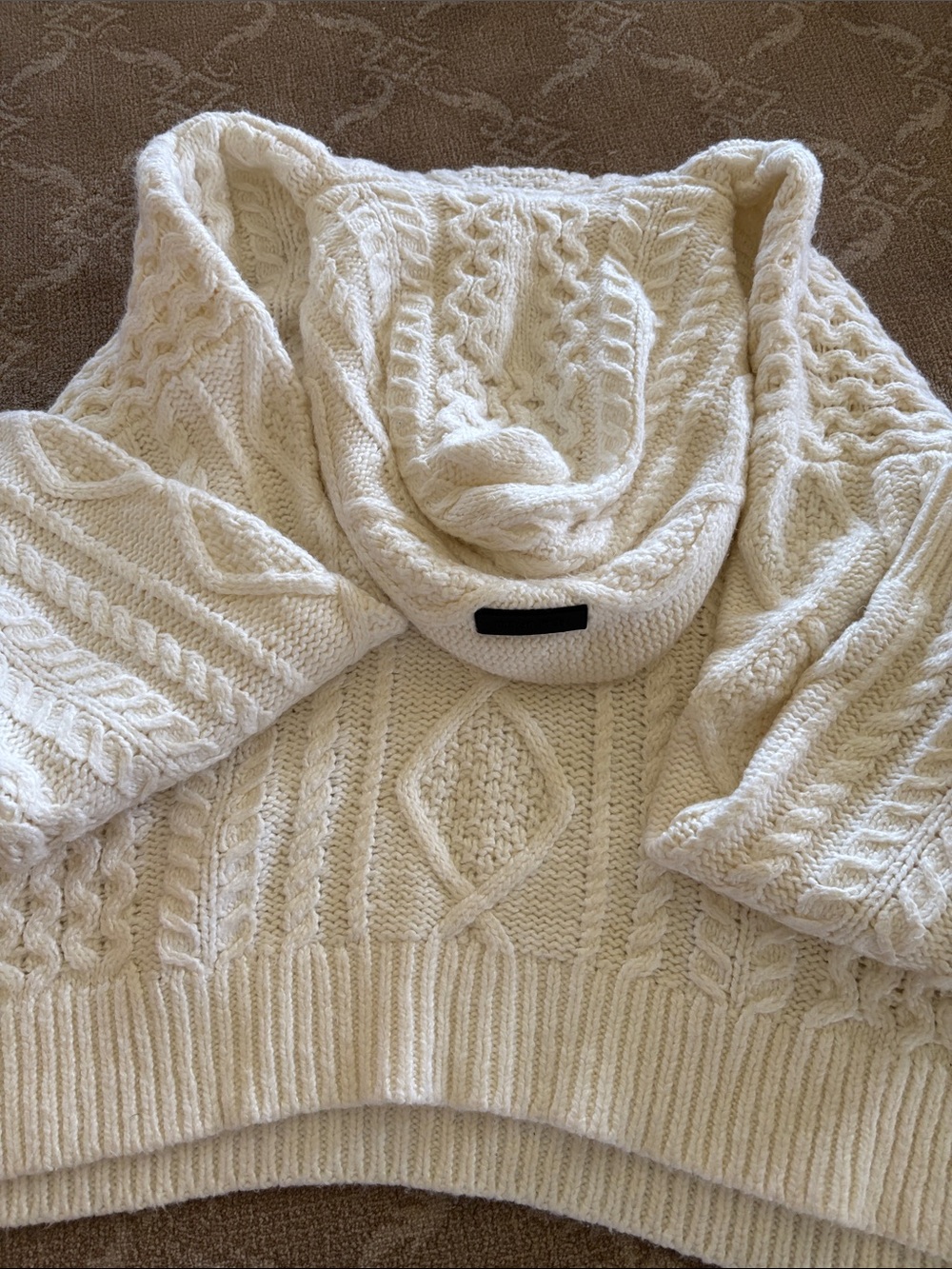Essentials Fear of God Cable Knit Hoodie.